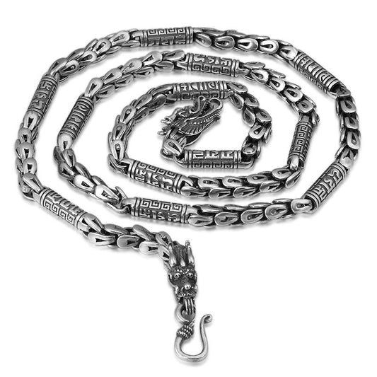 925 Sterling Silver Dragon Necklace for Men-Necklaces-Innovato Design-19.7 inch-Innovato Design