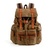 Black and Brown Waterproof Canvas Leather Backpack-Canvas and Leather Backpack-Innovato Design-Khaki-Innovato Design