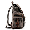 Vintage Brown Leather Casual Backpack 20 to 35 Litre for Men-Canvas and Leather Backpack-Innovato Design-Dark-Innovato Design