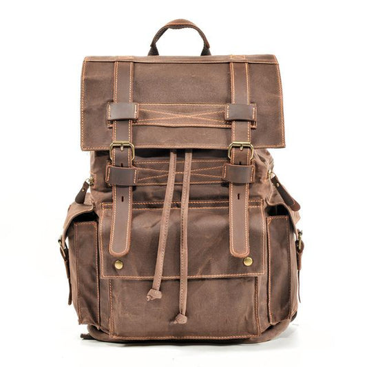 Vintage Brown Leather Casual Backpack 20 to 35 Litre for Men-Canvas and Leather Backpack-Innovato Design-Light-Innovato Design