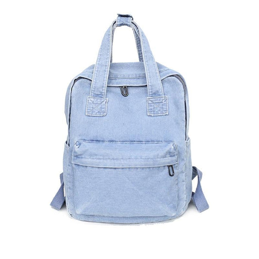 Blue Denim Canvas Casual 20 to 35 Litre Backpack-Denim Backpacks-Innovato Design-Light Blue-Innovato Design