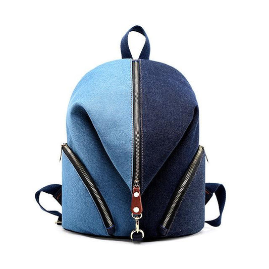 Blue Denim Canvas 20 Liter Backpack for Teenage Girls-Denim Backpacks-Innovato Design-Blue-Small-Innovato Design