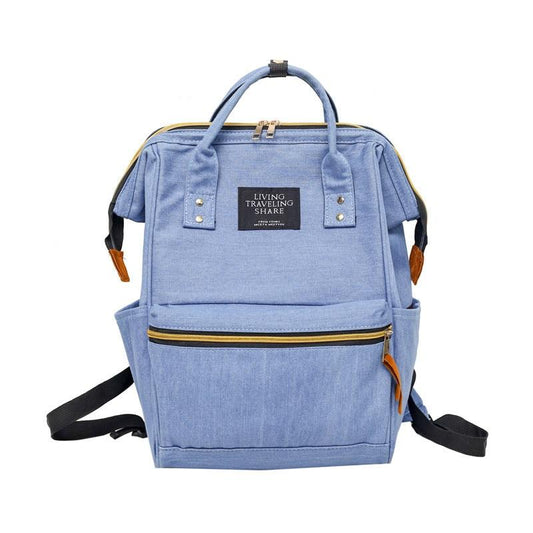 Multi-functional Denim Canvas Nursing 20 to 35 Litre Backpack-Denim Backpacks-Innovato Design-Light Blue-17 Inch-Innovato Design