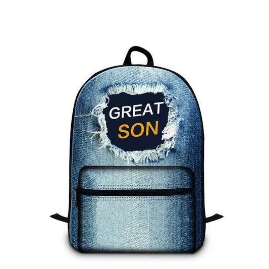 Cotton Denim School 20 to 35 Litre Backpack For Teenage Girls-Denim Backpacks-Innovato Design-Blue-Great Son-Innovato Design
