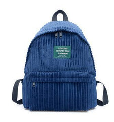 Corduroy Simple Everyday 20 Litre Backpack-corduroy backpacks-Innovato Design-Blue-Innovato Design