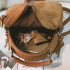 Bohemian Corduroy Small Tassel 20 Litre Backpack-corduroy backpacks-Innovato Design-Brown-Innovato Design
