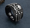 Black Genuine Leather Punk Skull with Chains Bracelet-Skull Bracelet-Innovato Design-Innovato Design