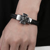 Black Multi-braided Leather Stainless Steel Skull on Cross Bracelet-Skull Bracelet-Innovato Design-7.5-Innovato Design