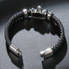 Black Braided Leather Stainless Steel Gothic Skull Bracelet-Skull Bracelet-Innovato Design-8.3-Innovato Design