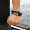 Black and Blue Braided Leather Stainless Steel Skull Bracelet-Skull Bracelet-Innovato Design-Light Brown-6.8-Innovato Design