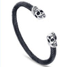 Men’s Two-Tone 316L Stainless Steel Twisted Skull Bracelet-Skull Bracelet-Innovato Design-Black & Silver-Innovato Design