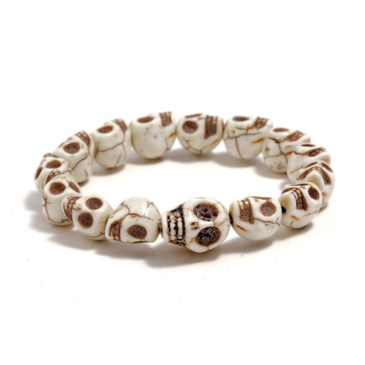 White Natural Stone Skull Beaded Bracelet-Skull Bracelet-Innovato Design-Innovato Design