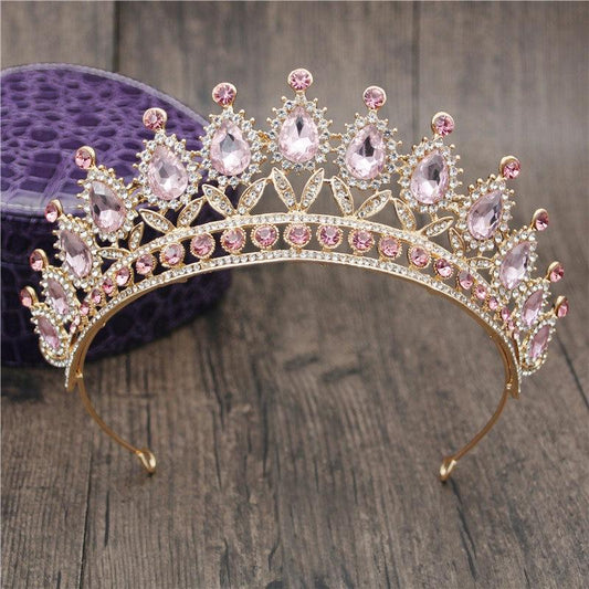 Queen Bridal Tiaras and Crowns in 15 Different Styles for Wedding or Prom-Crowns-Innovato Design-Gold Blue-Innovato Design