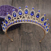 Queen Bridal Tiaras and Crowns in 15 Different Styles for Wedding or Prom-Crowns-Innovato Design-Gold Full Blue-Innovato Design