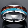 Silver Tungsten with Koa Wood, Blue Meteorite Inlay and Rose Gold Arrow Wedding Band-Rings-Innovato Design-7-Innovato Design