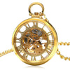 Open Faced Pocket Mechanical Watch with Hollow Gear Skeleton Design-Pocket Watch-Innovato Design-Gold Roman Numbers-Innovato Design