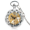 Open Faced Pocket Mechanical Watch with Hollow Gear Skeleton Design-Pocket Watch-Innovato Design-Silver Yellow-Innovato Design