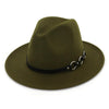 Wide Brim Vintage Felt Fedora Panama Hat with Chain Belt-Hats-Innovato Design-Red-Innovato Design