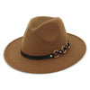 Wide Brim Vintage Felt Fedora Panama Hat with Chain Belt-Hats-Innovato Design-Red-Innovato Design