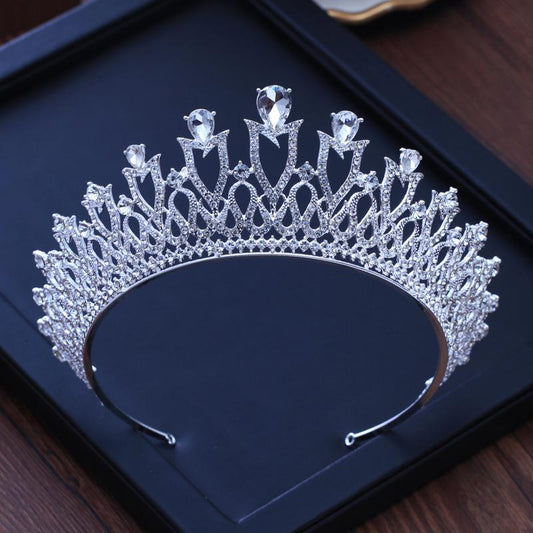 European Monarch Crystal Wedding Queen Crown Tiaras-Crowns-Innovato Design-Silver White-Innovato Design