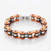 Bike Chain Bracelet Slim Size Multi Tones Unisex-Bracelets-Innovato Design-Orange Black-7-Innovato Design