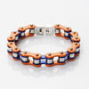 Bike Chain Bracelet Slim Size Multi Tones Unisex-Bracelets-Innovato Design-Orange Blue-7-Innovato Design