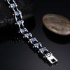 Silver & Sky Blue Crystal Motorcycle Chain Bracelet-Bracelets-Innovato Design-Innovato Design