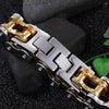 Heavy 2 Tone Biker Chain Bracelet Stainless Steel-Bracelets-Innovato Design-Silver-Innovato Design