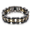 Two Tone Black Stainless Steel Biker Chain Bracelet-Bracelets-Innovato Design-Black & Gold-7.5-Innovato Design
