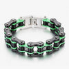 Two Tone Black Stainless Steel Biker Chain Bracelet-Bracelets-Innovato Design-Black & Green-7.5-Innovato Design
