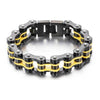 Two Tone Black Stainless Steel Biker Chain Bracelet-Bracelets-Innovato Design-Black & Yellow-7.5-Innovato Design