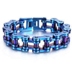 Motorcycle Chain Titanium Steel Bracelet in 4 Colors-Bracelets-Innovato Design-Blue-7-Innovato Design