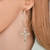 Catholic Drop Cross Hoop Earrings in Gold & Silver-Earrings-Innovato Design-Silver-Innovato Design