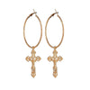 Catholic Drop Cross Hoop Earrings in Gold & Silver-Earrings-Innovato Design-Gold-Innovato Design