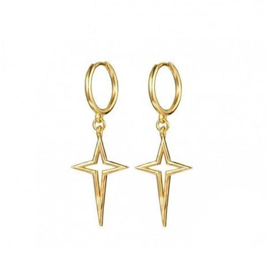 925 Sterling Silver Gold & Silver Plated Cross / Star Hoop Earrings-Earrings-Innovato Design-Gold-Innovato Design