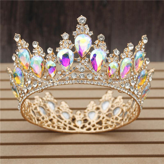 MultiColor Royal King & Queen Prom Crown-Crowns-Innovato Design-Silver Pink-Innovato Design
