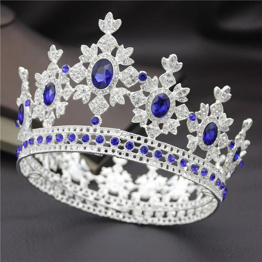 Fashion Royal King and Queen Tiara Crown for Wedding or Party-Crowns-Innovato Design-Silver Blue-Innovato Design