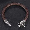 Steel Buckle Wolf Bangle Leather Bracelet-Bracelets-Innovato Design-Brown-6.5-Innovato Design