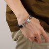 Stainless Steel Wolf Head Handmade Bangle Leather Bracelet-Bracelets-Innovato Design-Gold-Innovato Design