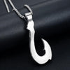 Tribal Engraved Silver Fish Hook Pendant Chain Necklace-Necklaces-Innovato Design-Innovato Design