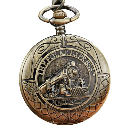 Polar Express Themed Bronze Pocket Watch with Walnut Wood Dial-Pocket Watch-Innovato Design-Innovato Design