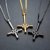 Upside Down / Inverted Pentagram St Peter's Cross Necklace-Necklaces-Innovato Design-Silver-Innovato Design