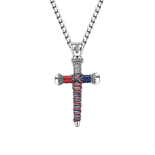 American Flag Nail Cross Pendant Necklace-Necklaces-Innovato Design-Innovato Design