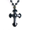 Obsidian Cross Pendant with Beaded Macrame Rope Necklace-Necklaces-Innovato Design-Innovato Design