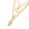 Multi-layer Gold Chain Necklace with Cross, Rose, Heart, and Jesus Pendant-Necklaces-Innovato Design-Innovato Design