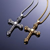 Gothic Silver or Gold Stainless Steel Cross Pendant and Chain Necklace-Necklaces-Innovato Design-Gold-Innovato Design