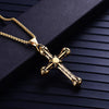 Gothic Silver or Gold Stainless Steel Cross Pendant and Chain Necklace-Necklaces-Innovato Design-Gold-Innovato Design