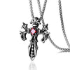 Titanium Steel Crystal Cross Pendant and Chain Necklace-Necklaces-Innovato Design-Red-Innovato Design