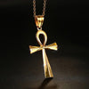 Gold-plated Stainless Steel Ankh Cross Pendant Chain Necklace-Necklaces-Innovato Design-Innovato Design