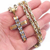Two-tone Gold and Silver Crucifix Pendant and Byzantine Chain Necklace-Necklaces-Innovato Design-Gold-18-Innovato Design